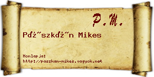 Pászkán Mikes névjegykártya